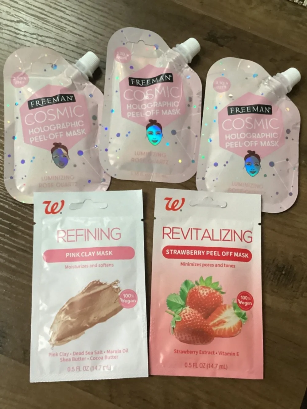 Freeman Cosmic Holographic & Refining Pink Clay Mask & Strawberry Peel Off Mask